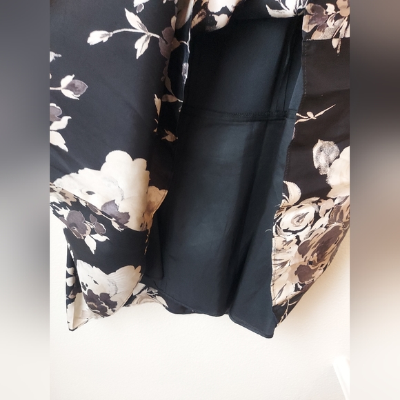 Vintage ABS Strapless Fit and Flare Floral Cocktail Dress with Velvet Trim - Picture 6 of 10